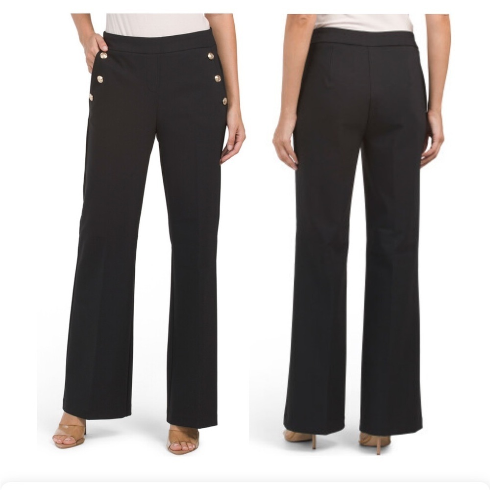 Rachel & Zoe bootleg sailor pantss with brass like buttons and pockets 14